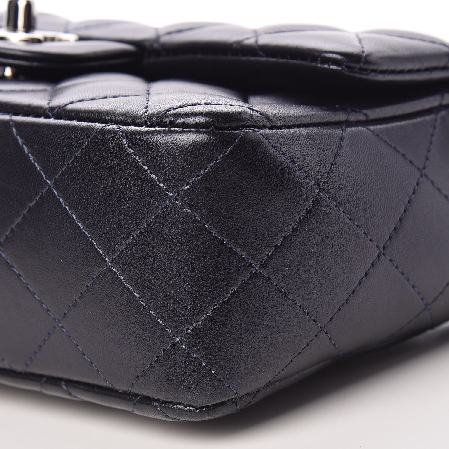 Chanel Metallic Lambskin Quilted Mini Rectangular Flap Navy 10 of 11