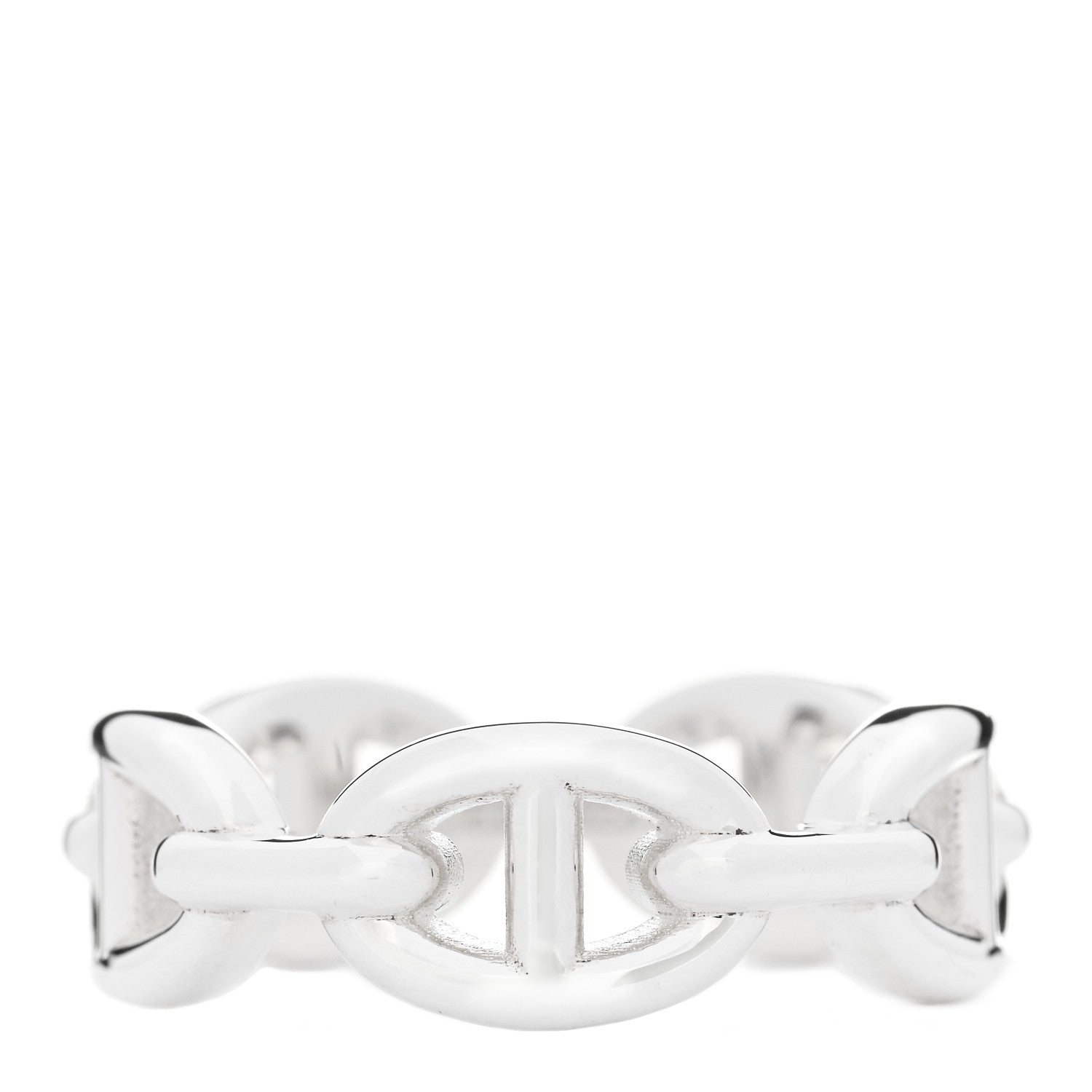 Hermes Sterling Silver PM Chaine d'Ancre Enchainee Band Ring 55 7.25 1 of 9