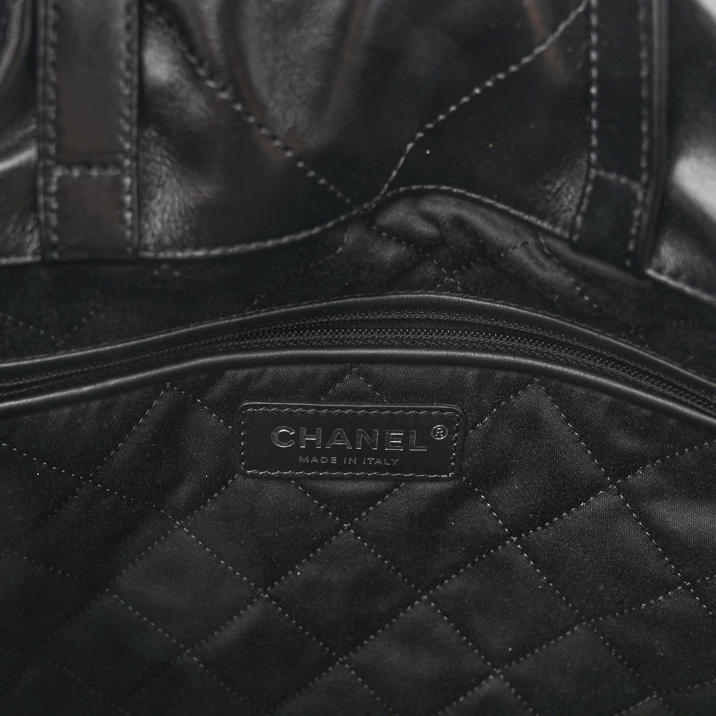 Shiny Calfskin Quilted Chanel 22 Backpack So Black