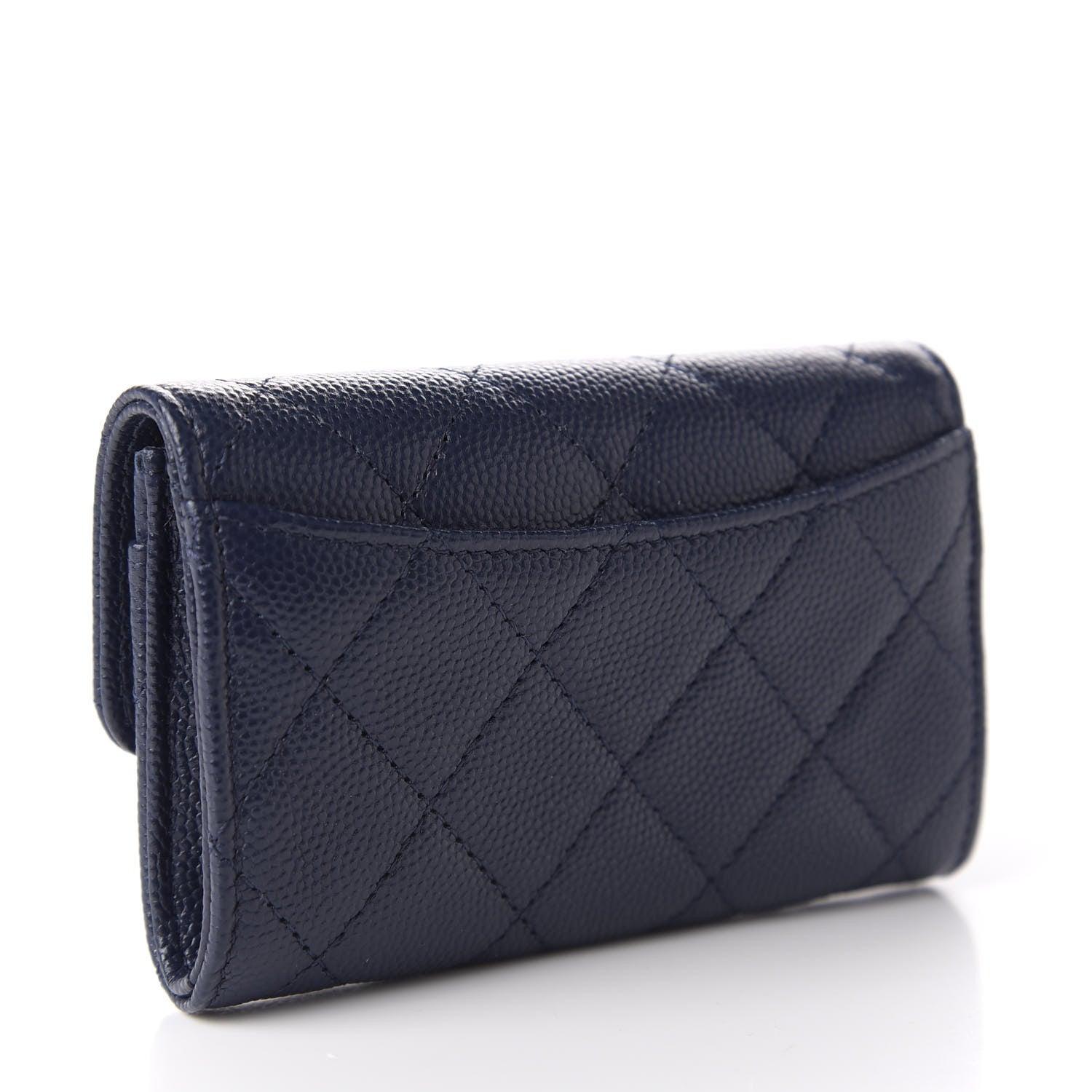 Chanel Caviar Quilted Flap Card Holder Wallet Navy Blue 3 of 8