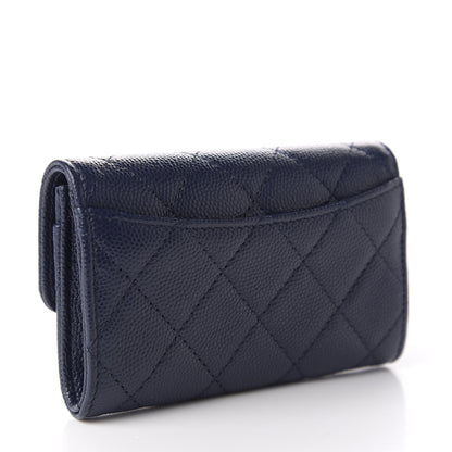 Chanel Caviar Quilted Flap Card Holder Wallet Navy Blue 3 of 8