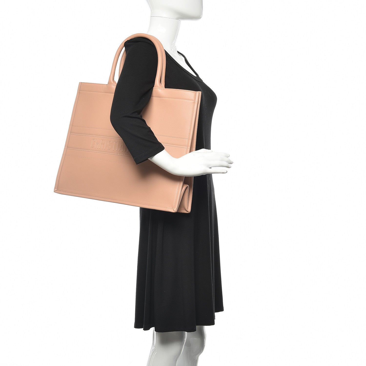 Christian Dior Calfskin Embossed Large Book Tote Rose de Vents 2 of 15