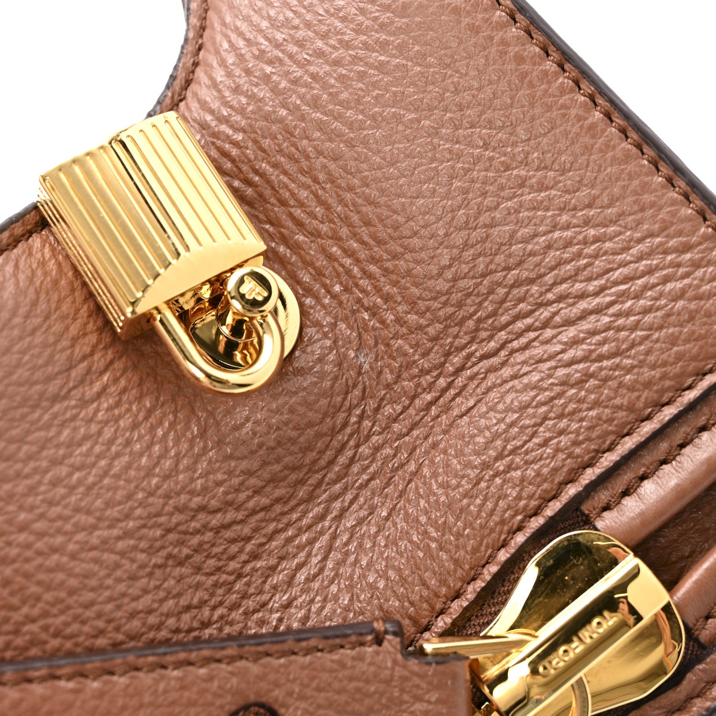 Ramskin Large Alix Padlock Zip Shoulder Bag Brown