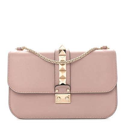 Valentino Garavani Vitello Medium Glam Lock Rockstud Flap Poudre 1 of 10