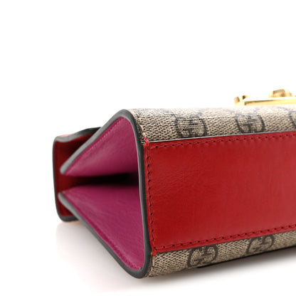 Gucci GG Supreme Monogram Calfskin Small Padlock Shoulder Bag Beige Hibiscus Red New Rosette 9 of 10