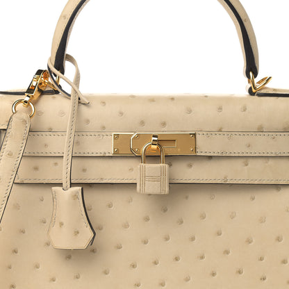 Hermes Ostrich Kelly Sellier 28 Parchemin 8 of 14