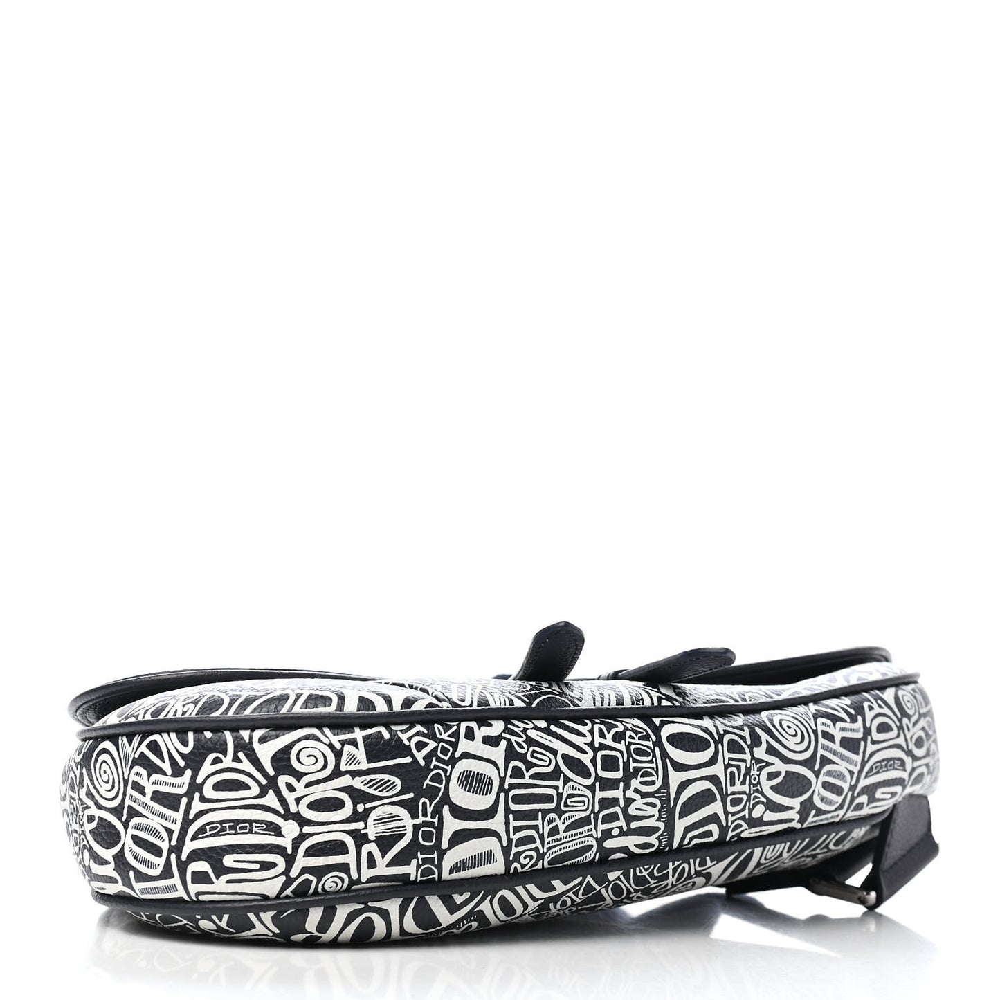 X SHAWN STUSSY Grained Calfskin Printed Mens Saddle Bag Navy Blue