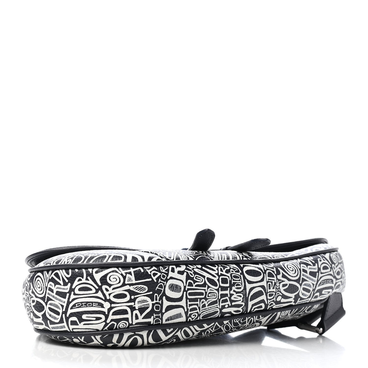 Christian Dior X SHAWN STUSSY Grained Calfskin Printed Mens Saddle Bag Navy Blue 4 of 9