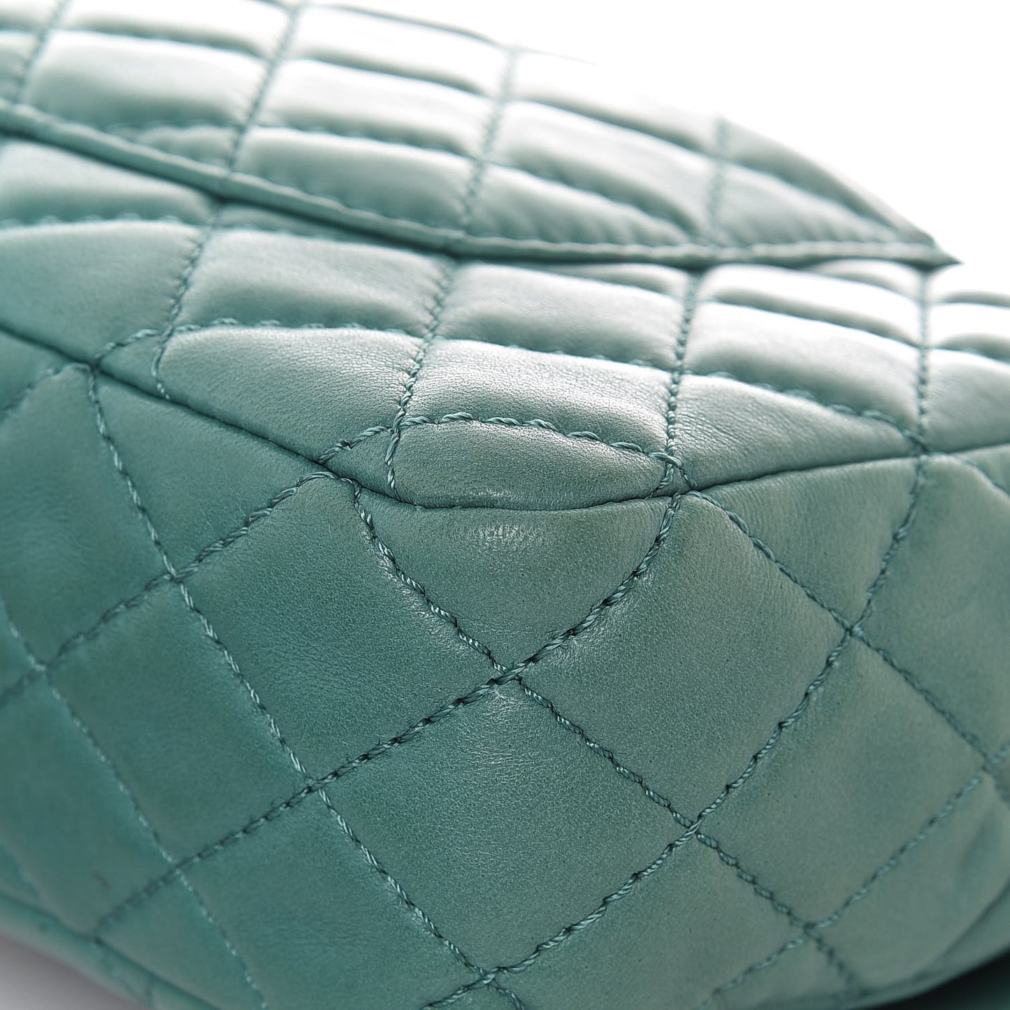 Lambskin Quilted Medium Double Flap Green