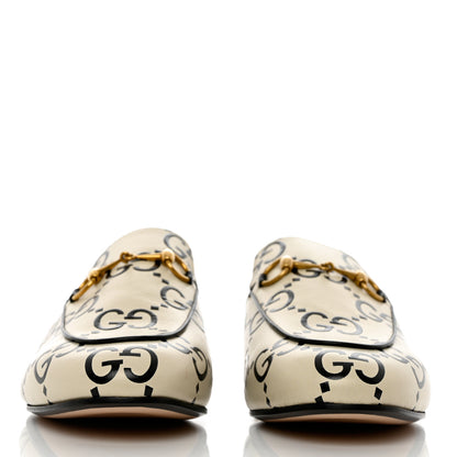 Gucci Azalea Calfskin GG Monogram Bi-Color Debossed Womens Princetown Slippers 38.5 Mystic White Black 2 of 12