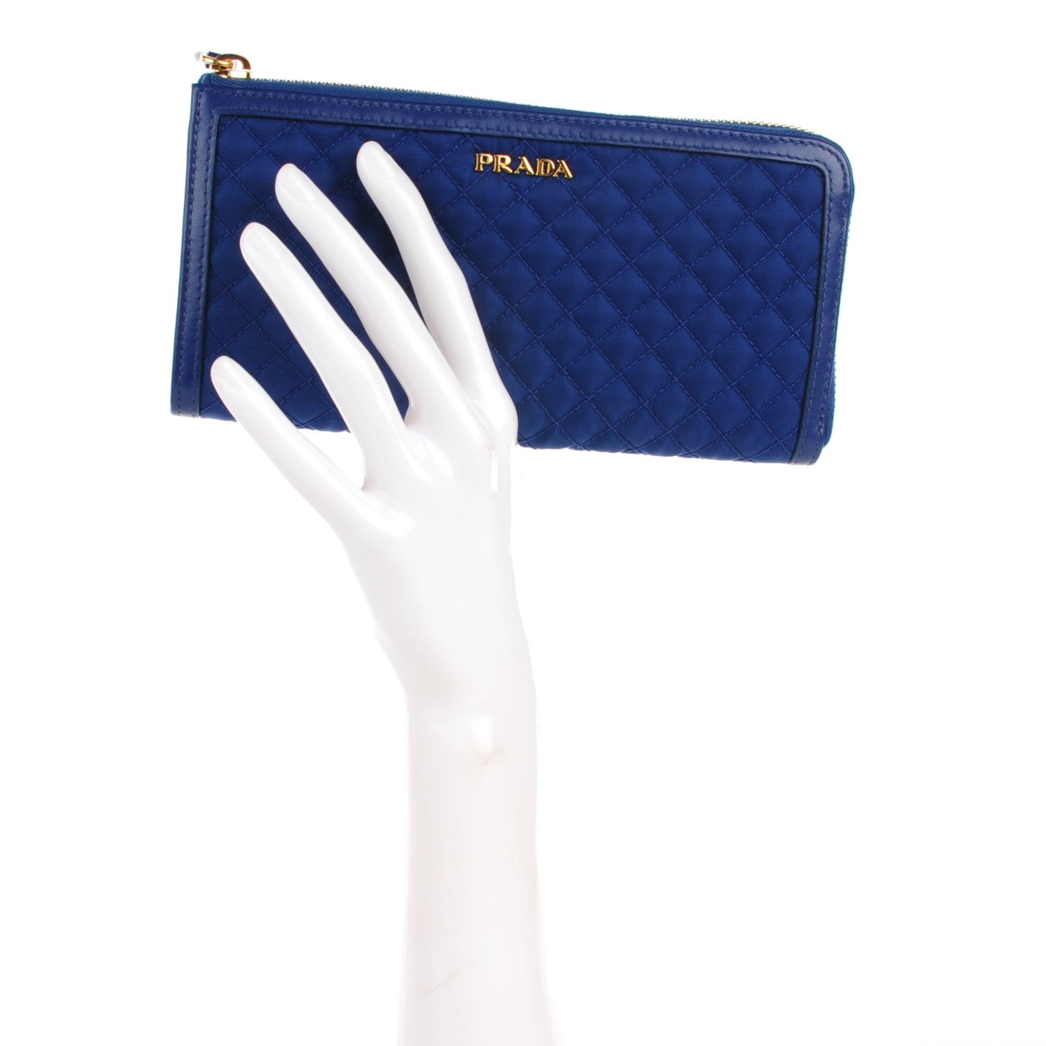 Prada Tessuto Nylon Quilted Zip Around Wallet Bleuette 2 of 8