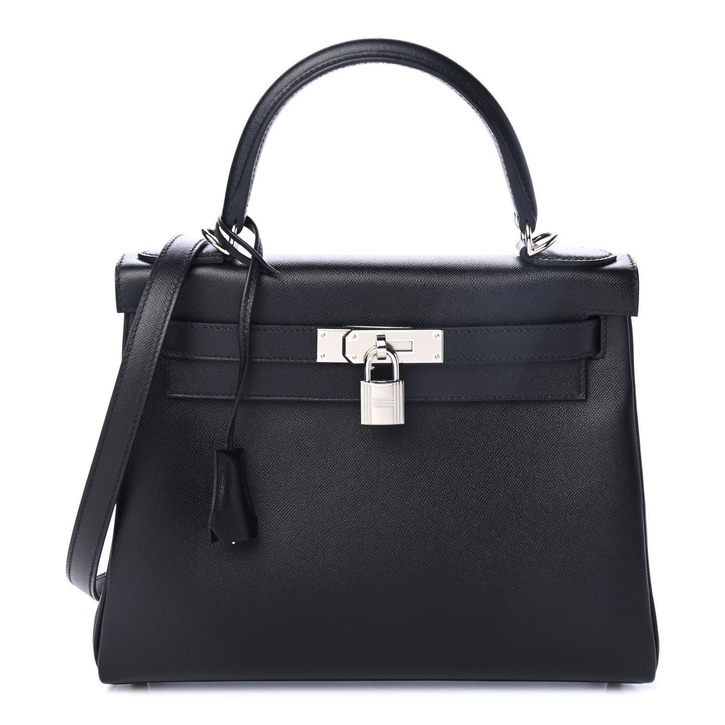 Madame Calfskin Kelly Retourne 28 Black