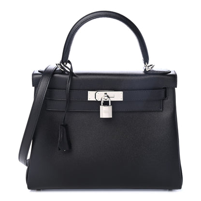 Hermes Madame Calfskin Kelly Retourne 28 Black 1 of 10