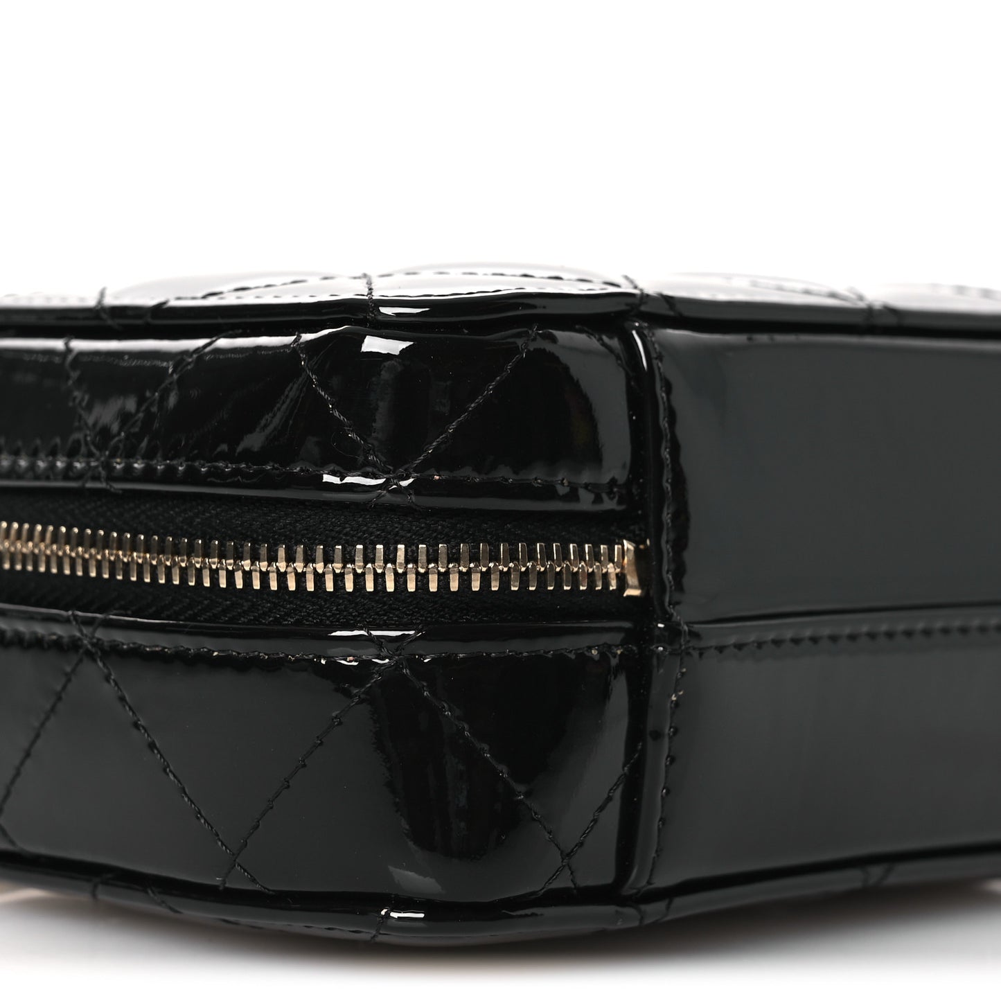 Patent Quilted Top Handle Mini Vanity Case Black