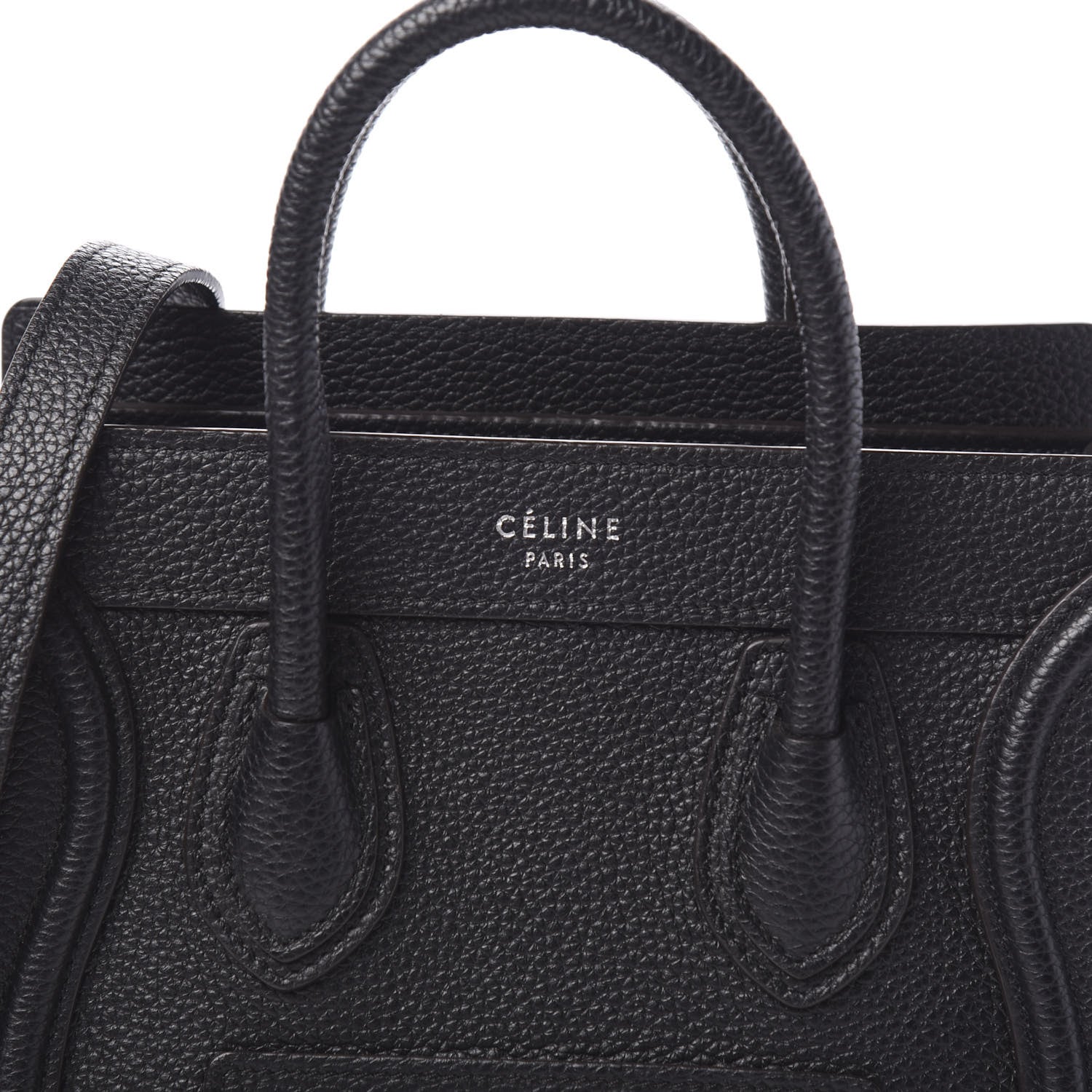 Celine Drummed Calfskin Nano Luggage Black 9 of 9