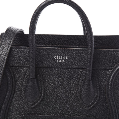 Celine Drummed Calfskin Nano Luggage Black 9 of 9