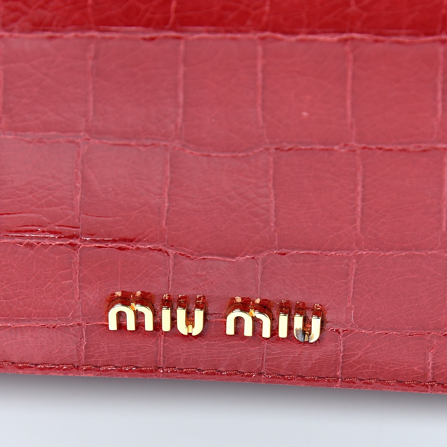 Miu Miu Embossed Crocodile Lux Continental Wallet Rubino 7 of 13