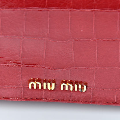 Miu Miu Embossed Crocodile Lux Continental Wallet Rubino 7 of 13