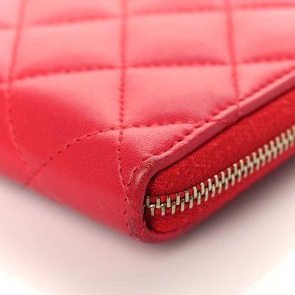 Chanel Lambskin Quilted Medium Zip Around Wallet Light Red 10 of 12