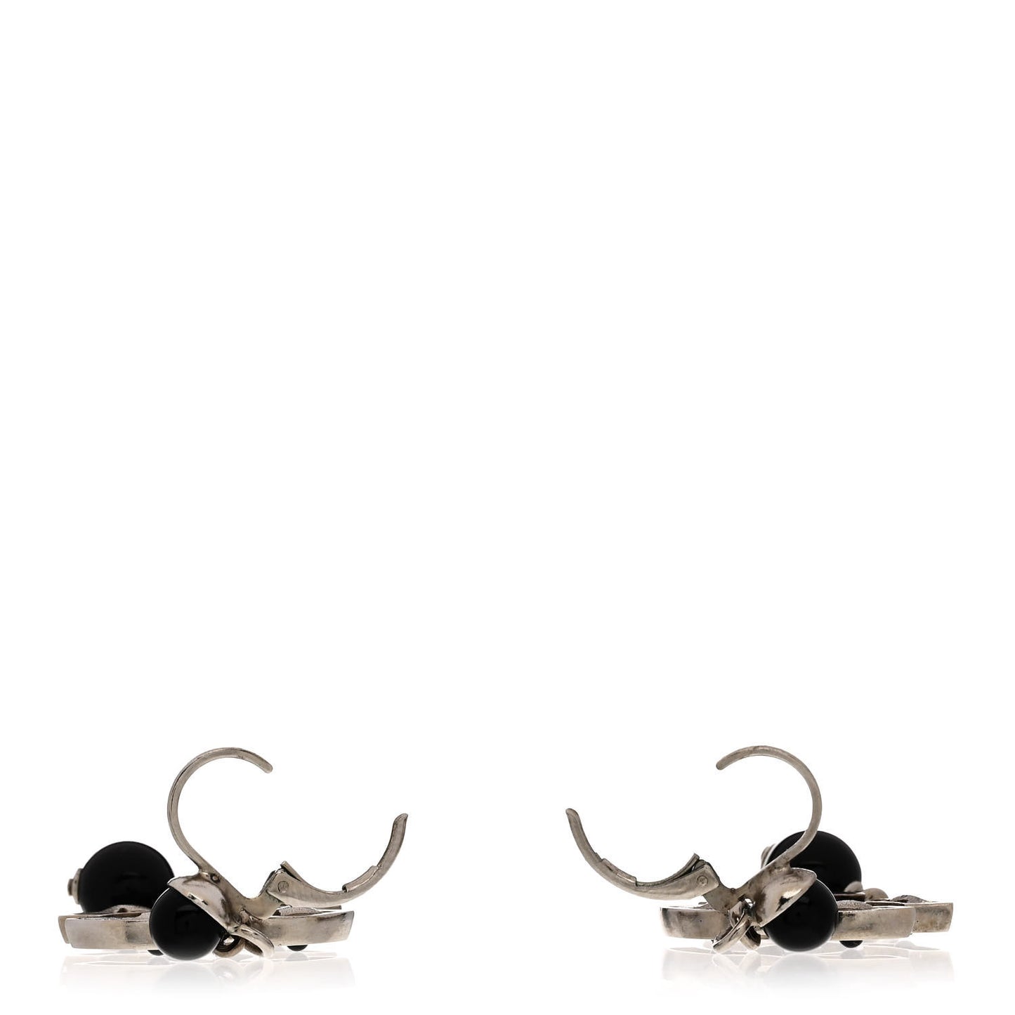 Ruthenium Bead CC Drop Earrings Black
