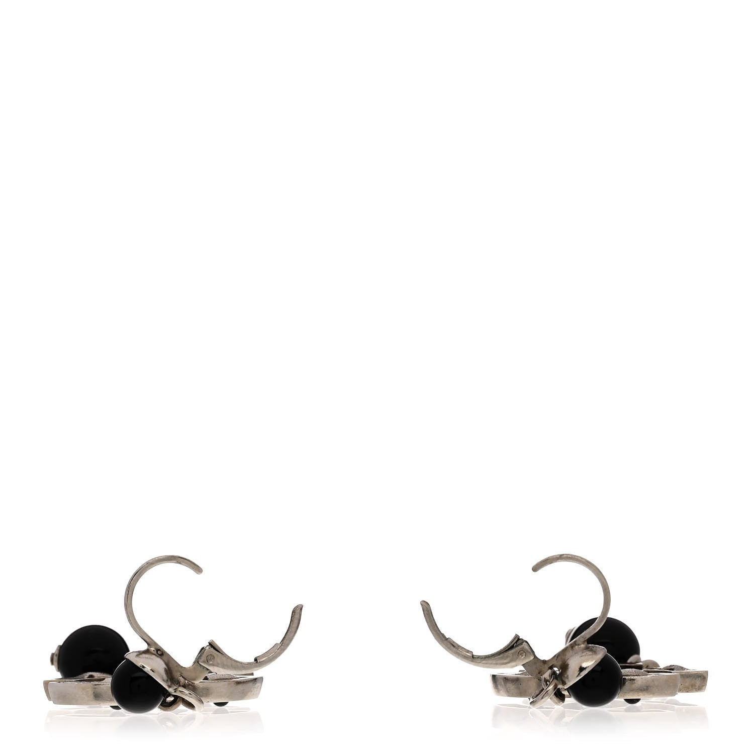 Chanel Ruthenium Bead CC Drop Earrings Black 3 of 4