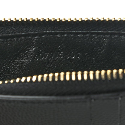 Saint Laurent Grain De Poudre Matelasse Chevron Monogram Fragments Zippered Card Case Black 8 of 8