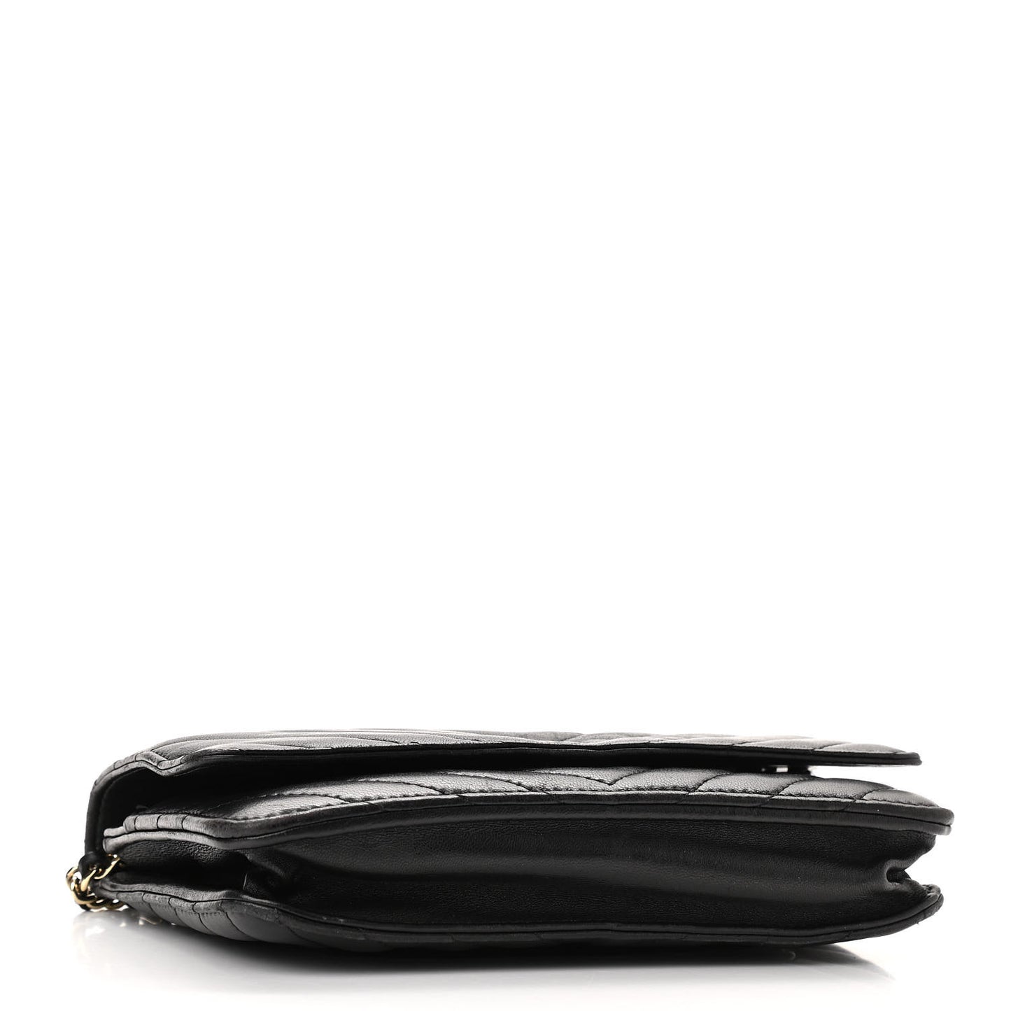 Lambskin Chevron Quilted Wallet On Chain WOC Black