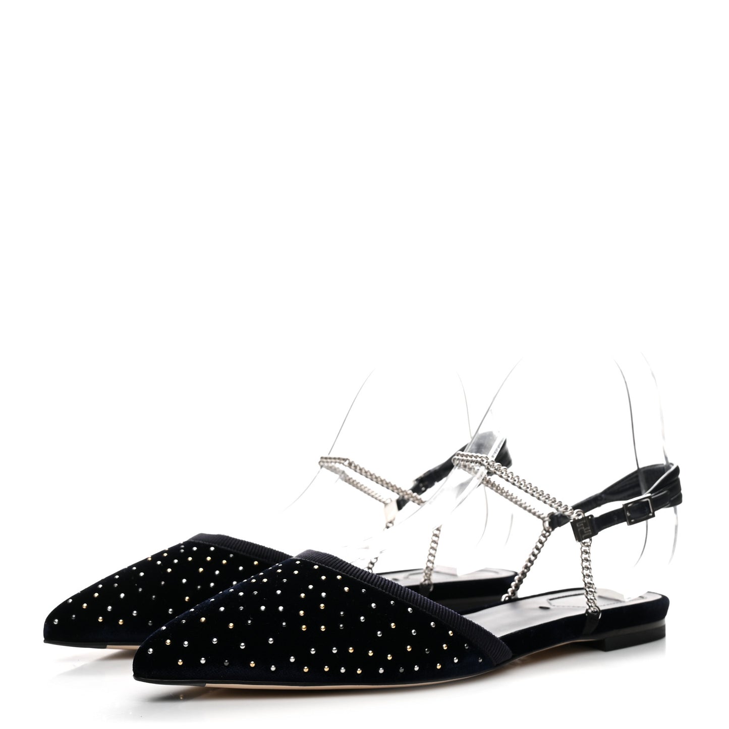 Velluto Studded Colibri Lite Slingback Ballerina Flats 38 Blue Notte