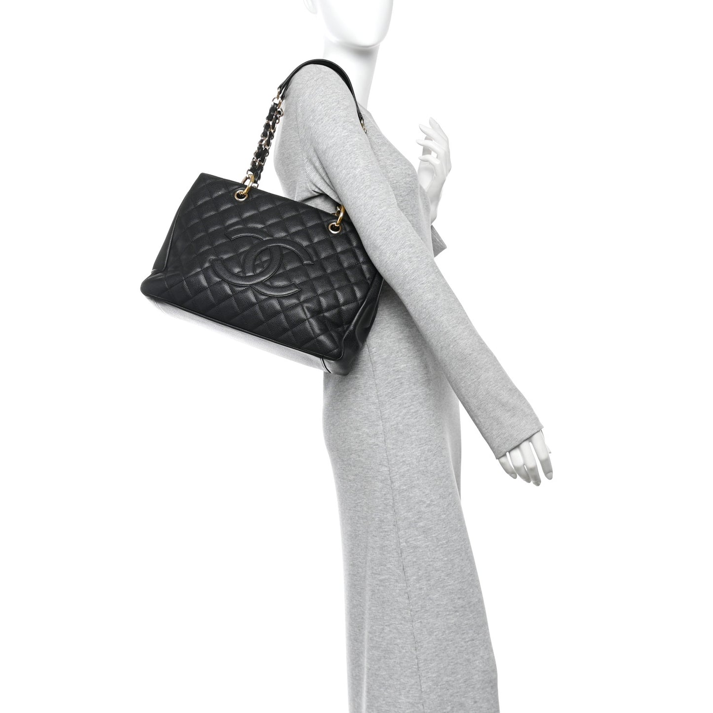 Caviar Quilted Grand Shopping Tote GST Black