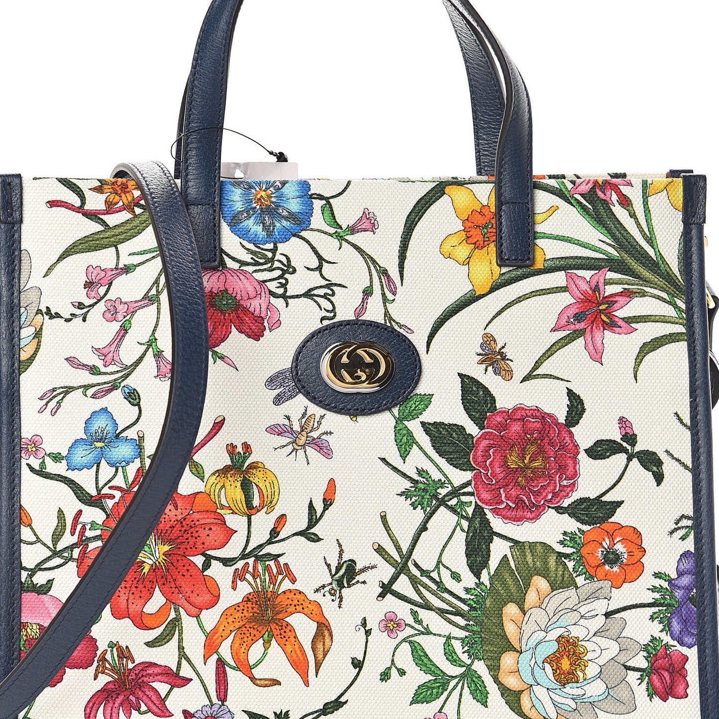 Canvas Medium Flora Tote White Multicolor Blue Agata