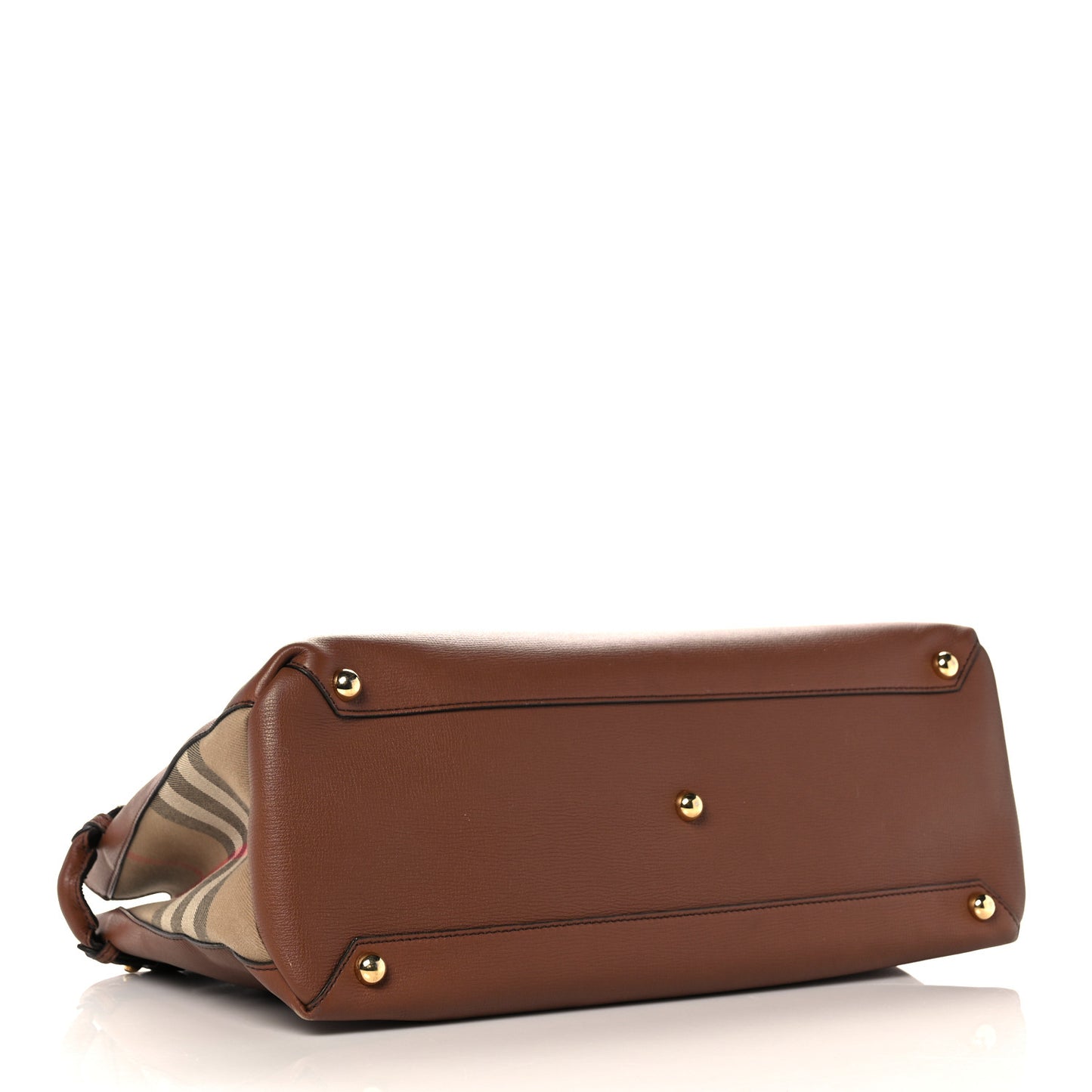 Grainy Calfskin House Check Medium Banner Tote Tan