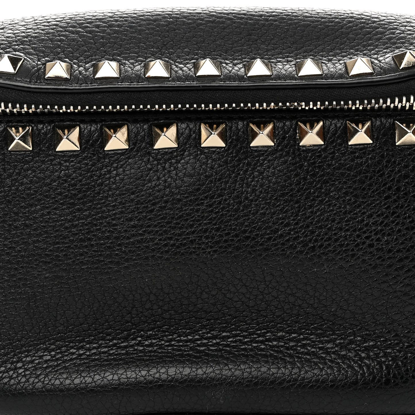 Grainy Calfskin Rockstud Belt Bag Black