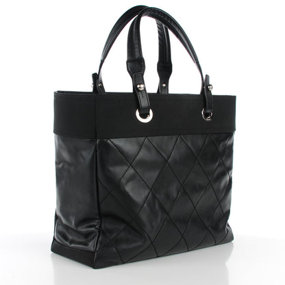 Chanel Coated Canvas Quilted Large Paris Biarritz Tote Black 3 of 7