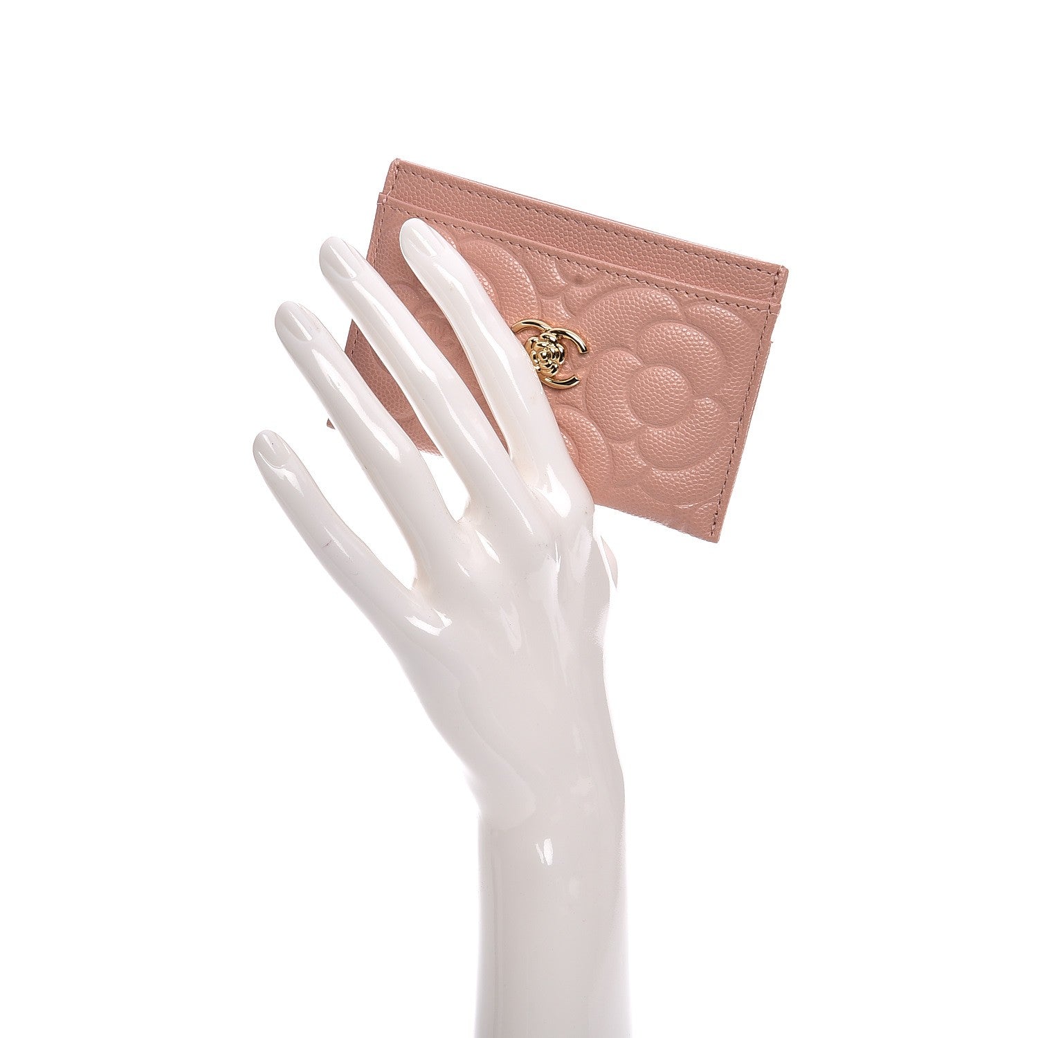 Chanel Caviar Camellia Embossed Card Holder Pink 2 of 9