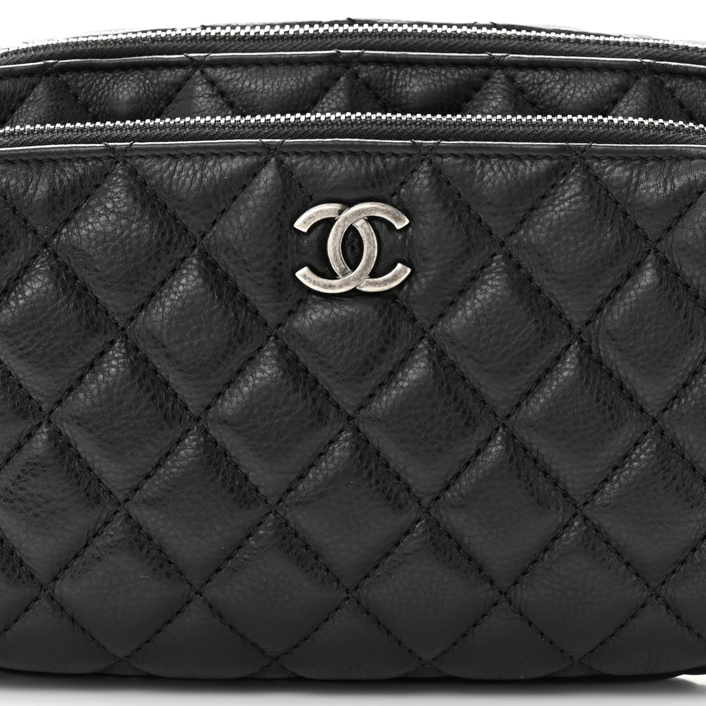 Calfskin Quilted Waist Bag Black