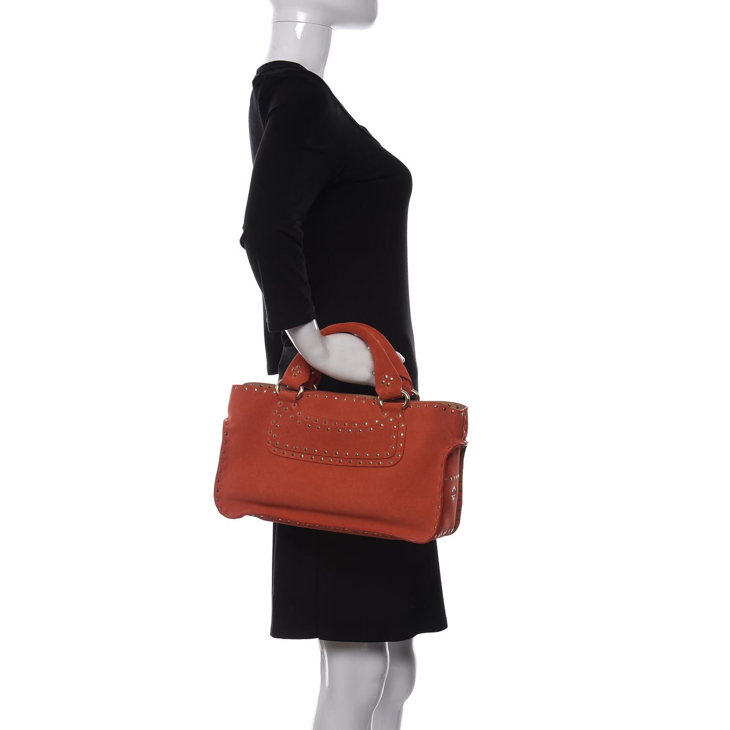 Suede Studded Boogie Satchel Red