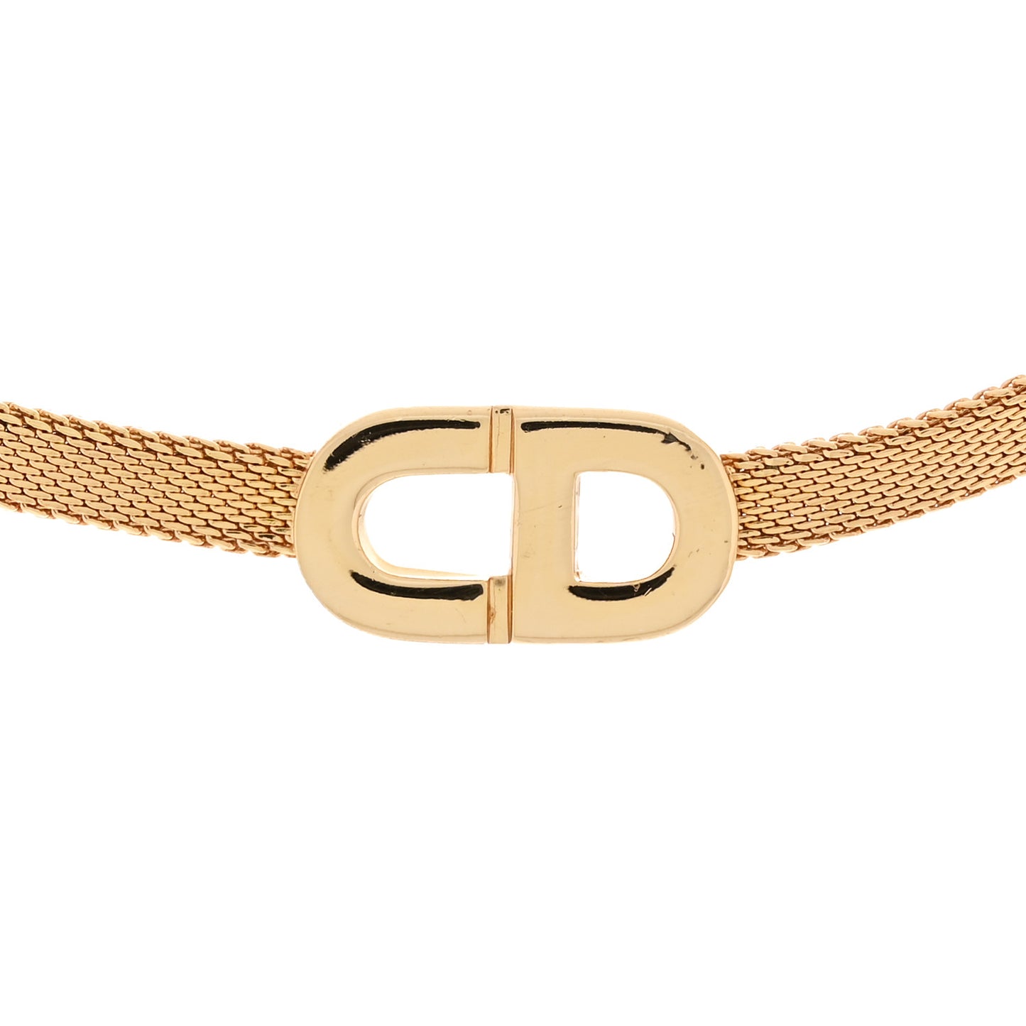 Metal Mesh CD Choker Necklace Gold
