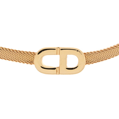 Christian Dior Metal Mesh CD Choker Necklace Gold 4 of 5
