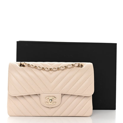 Chanel Caviar Chevron Quilted Small Double Flap Beige 3 of 11