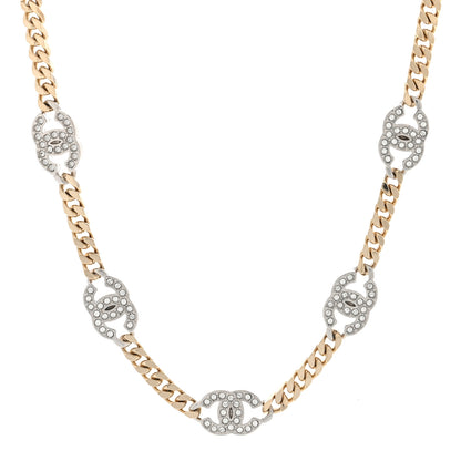 Chanel Crystal Chain CC Link Choker Gold Silver 1 of 5