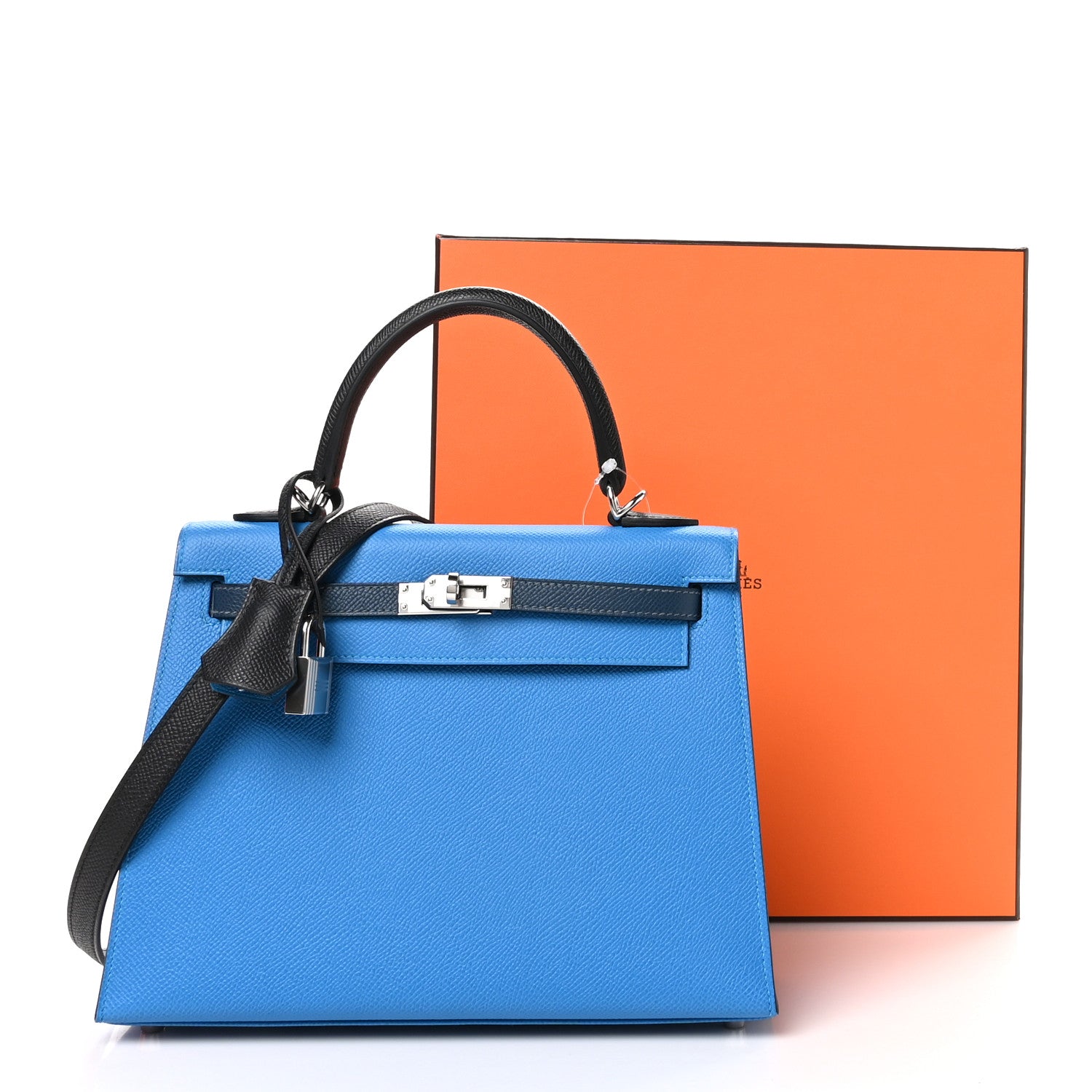 Hermes Epsom Horseshoe Kelly Sellier 25 Bleu Zanzibar Bleu De Pruse 11 of 11