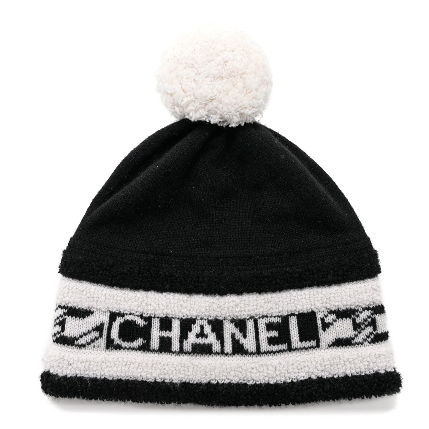 Cashmere CC Beanie Hat Ecru Black