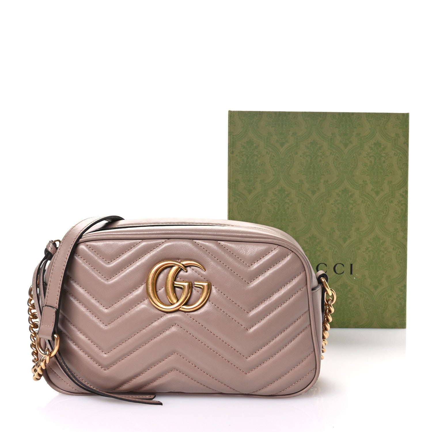 Gucci Calfskin Matelasse Small GG Marmont Chain Shoulder Bag Porcelain Rose 12 of 12