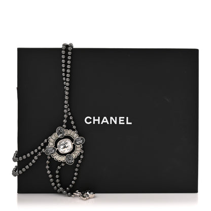 Chanel Baguette Crystal Resin Pearl CC Multi Strand Necklace Dark Grey 5 of 5