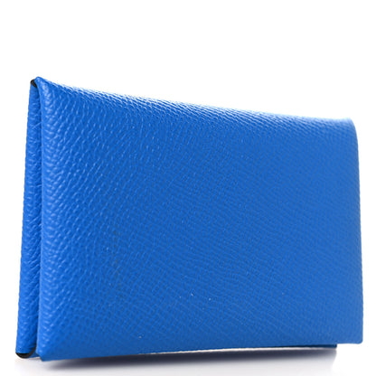 Hermes Epsom Verso Calvi Card Case Bleu Hydra Deep Blue 3 of 7