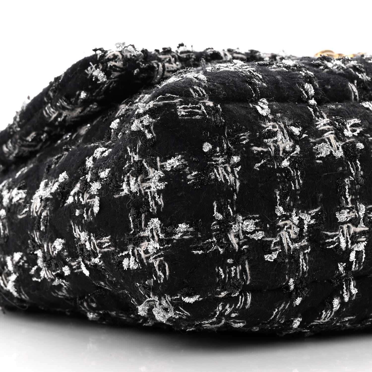 Chanel Tweed Quilted Large Chanel 19 Flap Black Silver Ecru 9 of 11