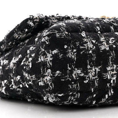 Chanel Tweed Quilted Large Chanel 19 Flap Black Silver Ecru 9 of 11