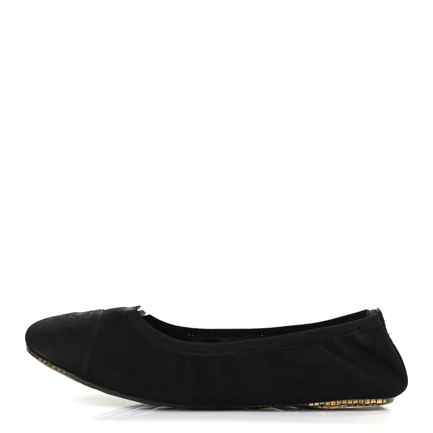 Nubuck Suede CC Elastic Cap Toe Ballerina Flats 39.5 Black