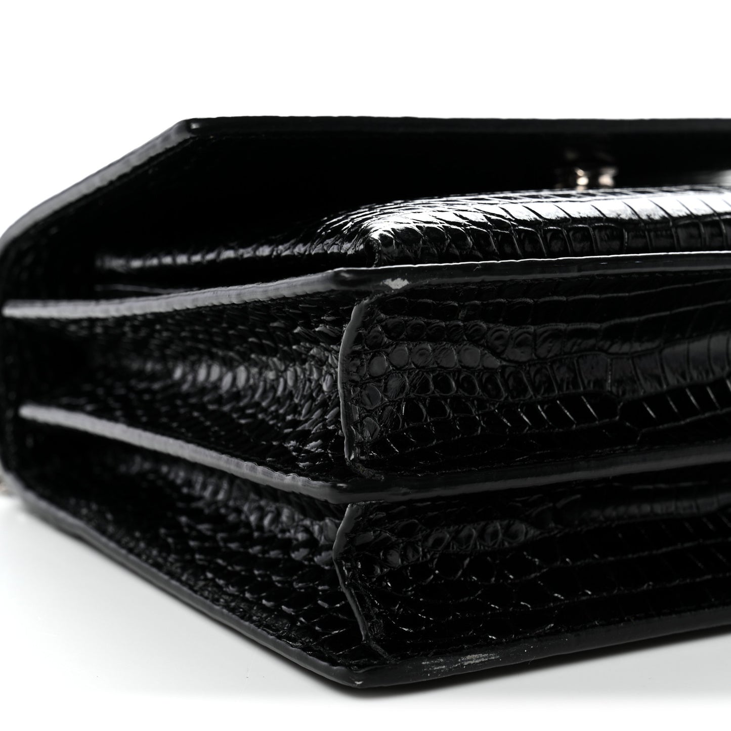 Calfskin Crocodile Embossed Medium Monogram Sunset Black