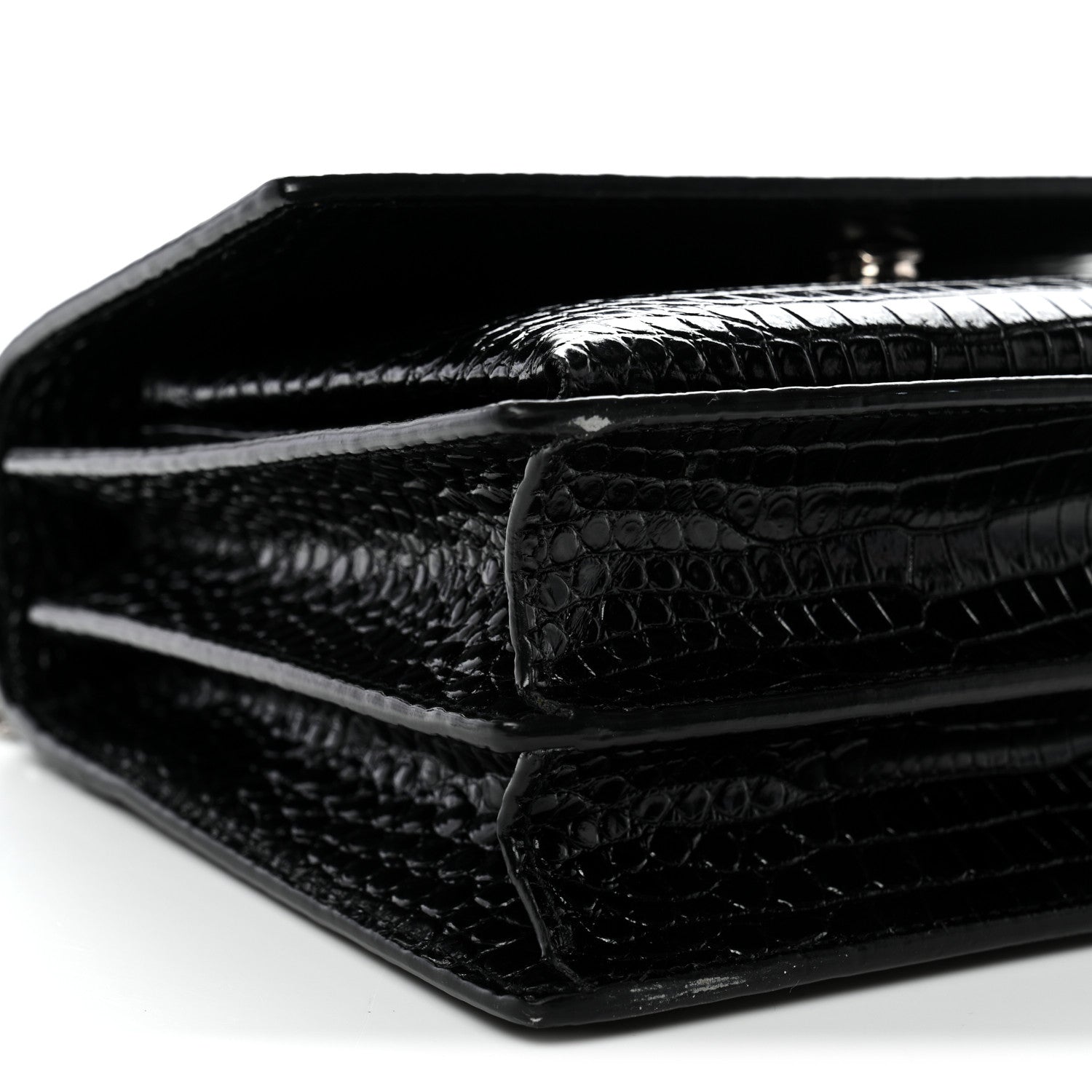 Saint Laurent Calfskin Crocodile Embossed Medium Monogram Sunset Black 9 of 13